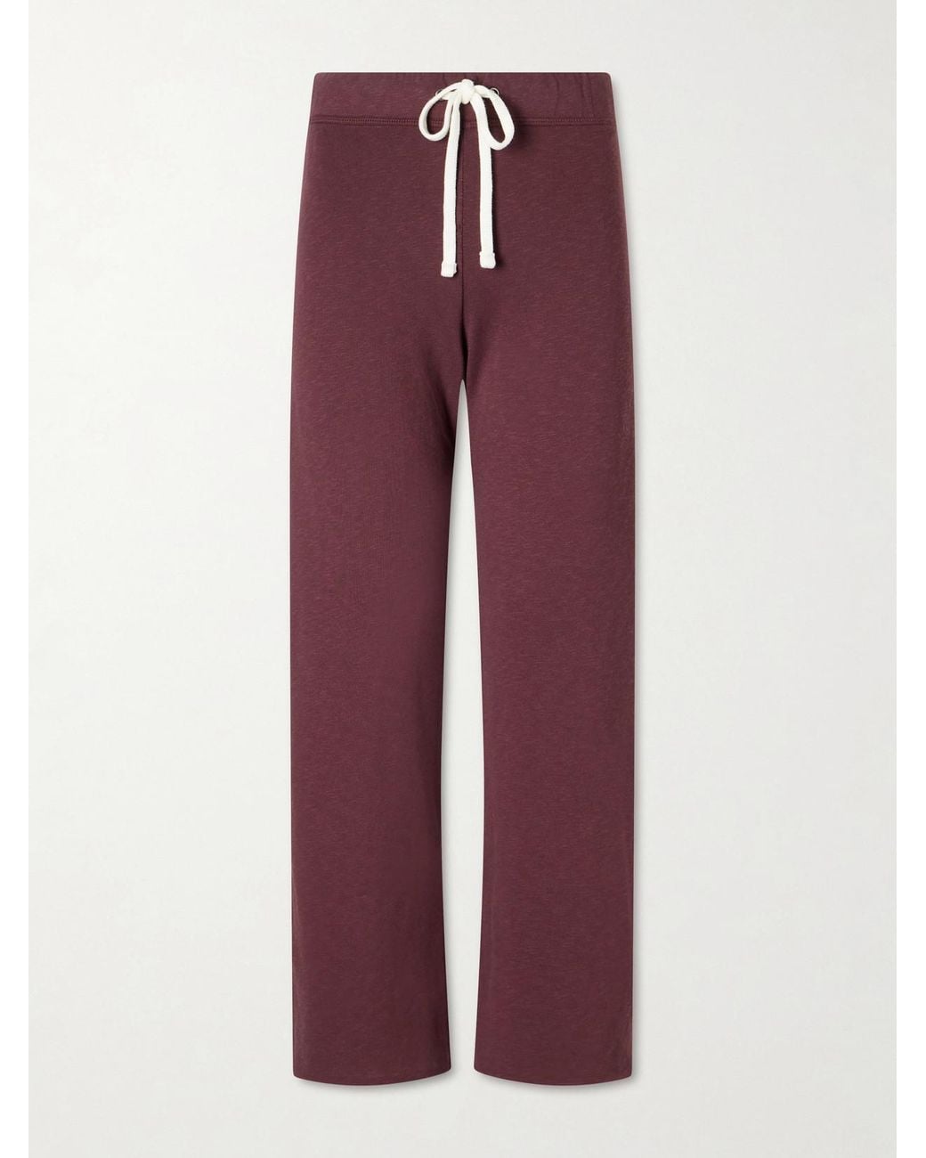 James Perse Purple Cropped Cotton-Terry Wide-Leg Track Pants