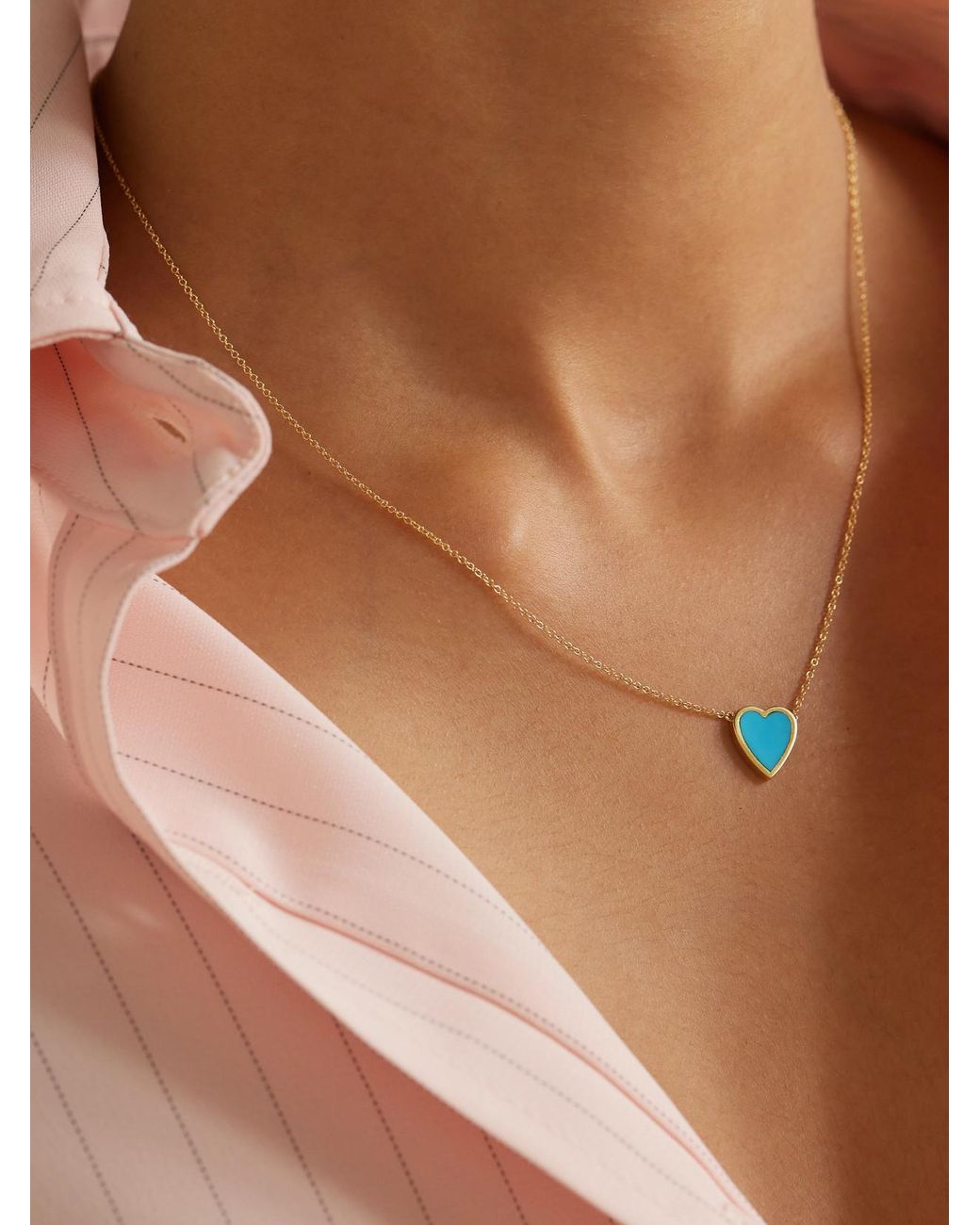 Jennifer Meyer Blue Mini Heart 18-Karat Necklace