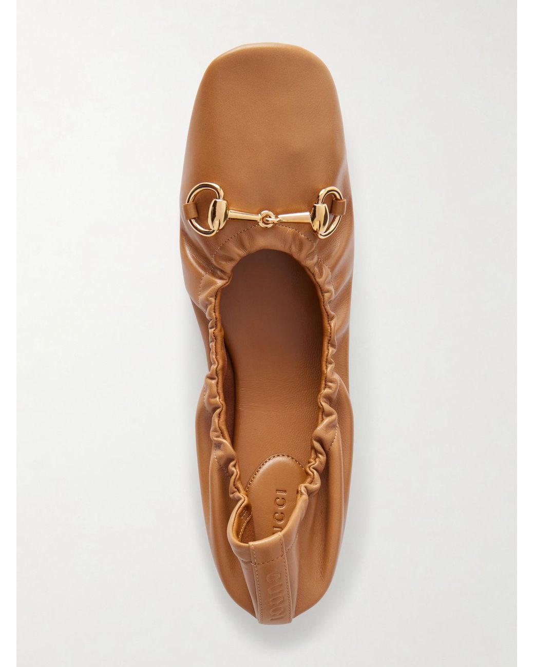 Gucci Natural Prima Horsebit-Embellished Leather Ballet Flats