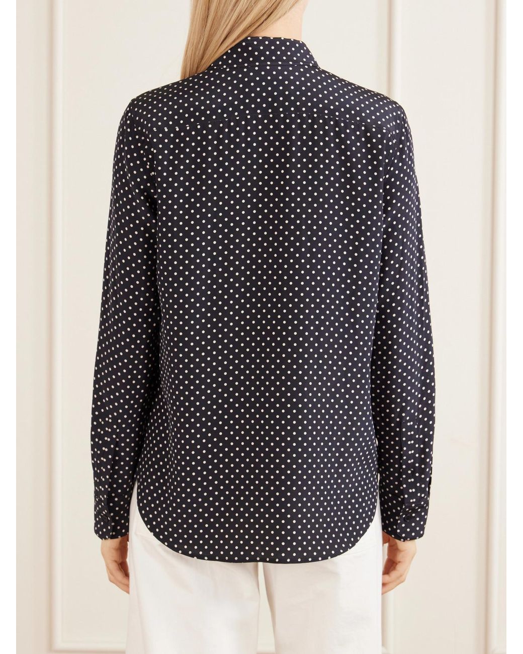 Nili Lotan Blue Gaia Polka-Dot Silk-Crepe De Chine Shirt
