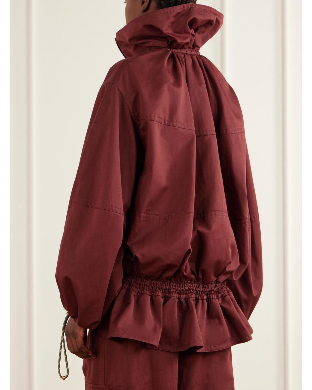 Zimmermann Red Clash Drawstring Cotton-Drill Jacket