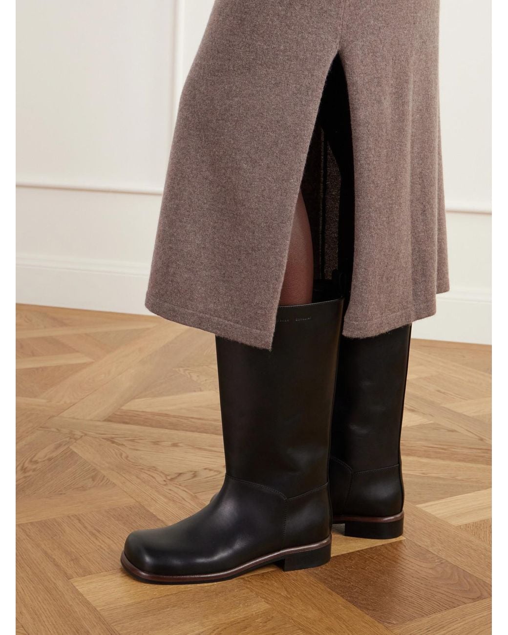 Proenza Schouler Black Esme Logo-Embossed Leather Knee Boots