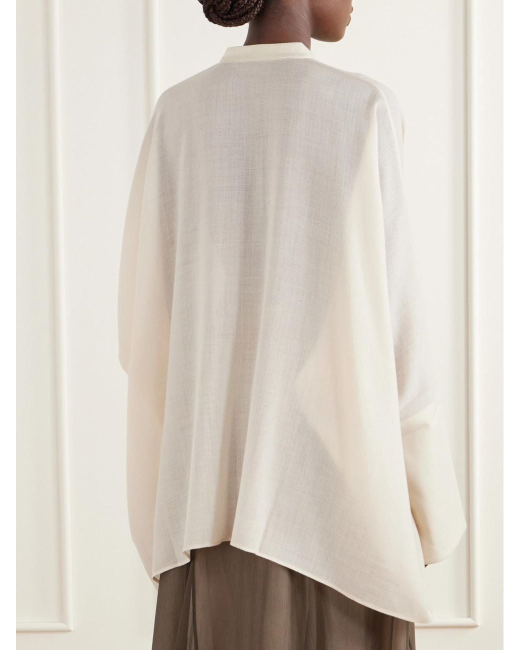 Ruohan White Kael Asymmetric Cotton-Gauze Shirt