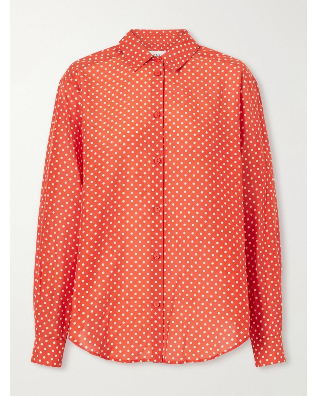 Matteau Pink Polka Dots Organic Cotton Blend Shirt