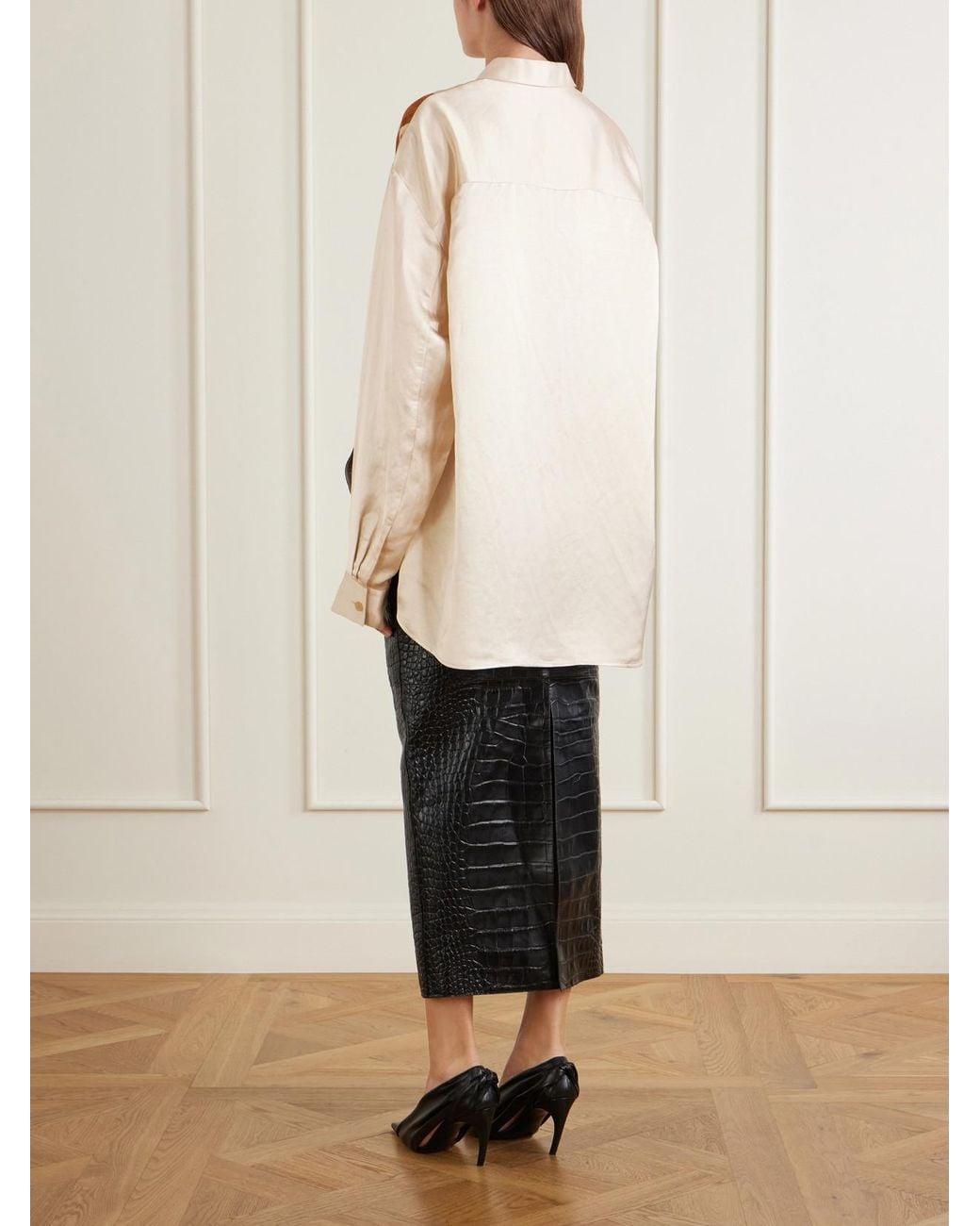 Khaite Natural Goya Printed Satin Shirt