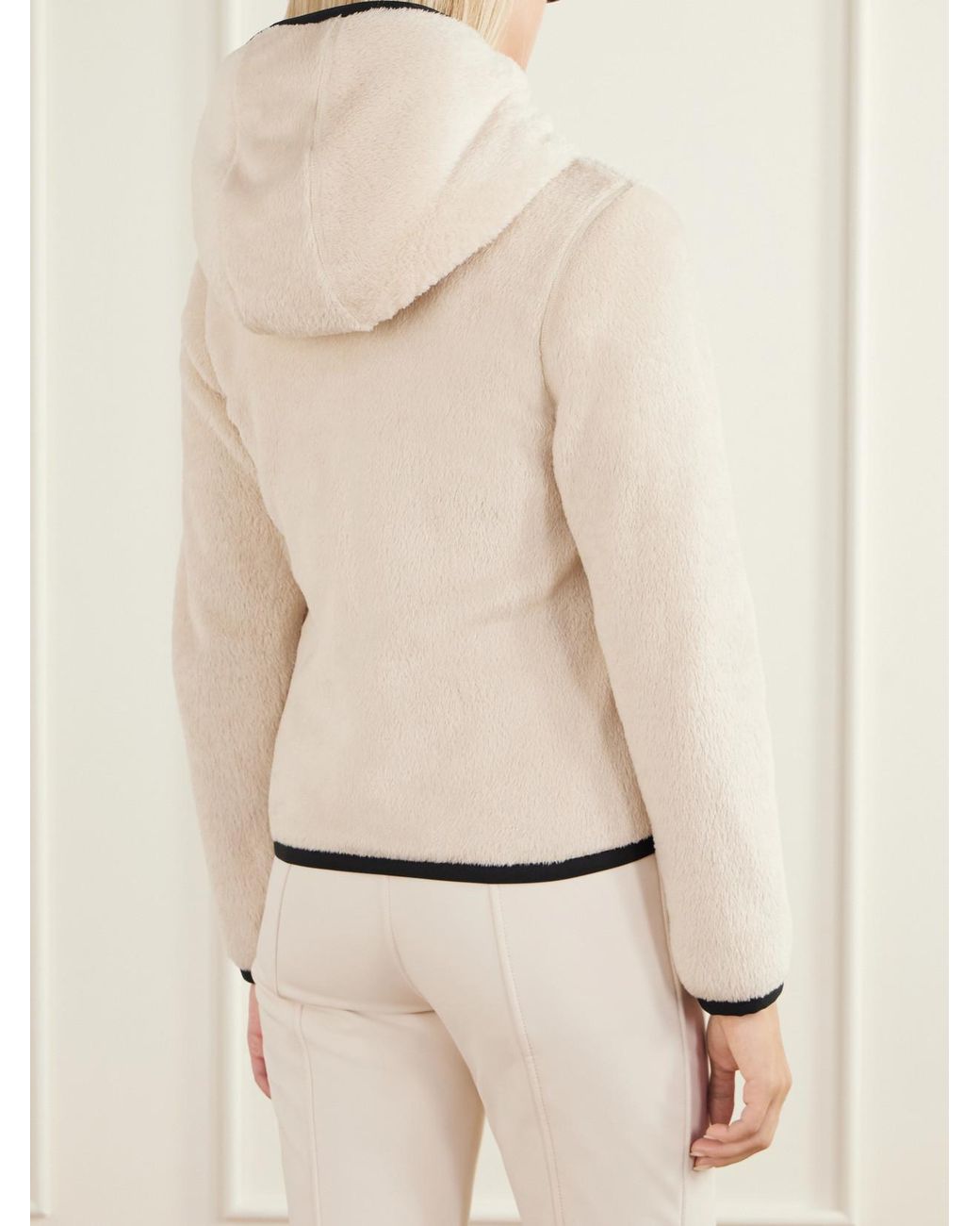 Moncler Natural Hooded Quilted Padded Plush Down Ski Jacket