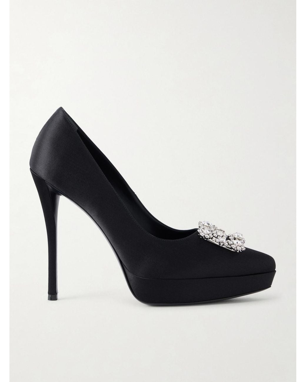 Roger Vivier Blue 120 Embellished Satin Pumps