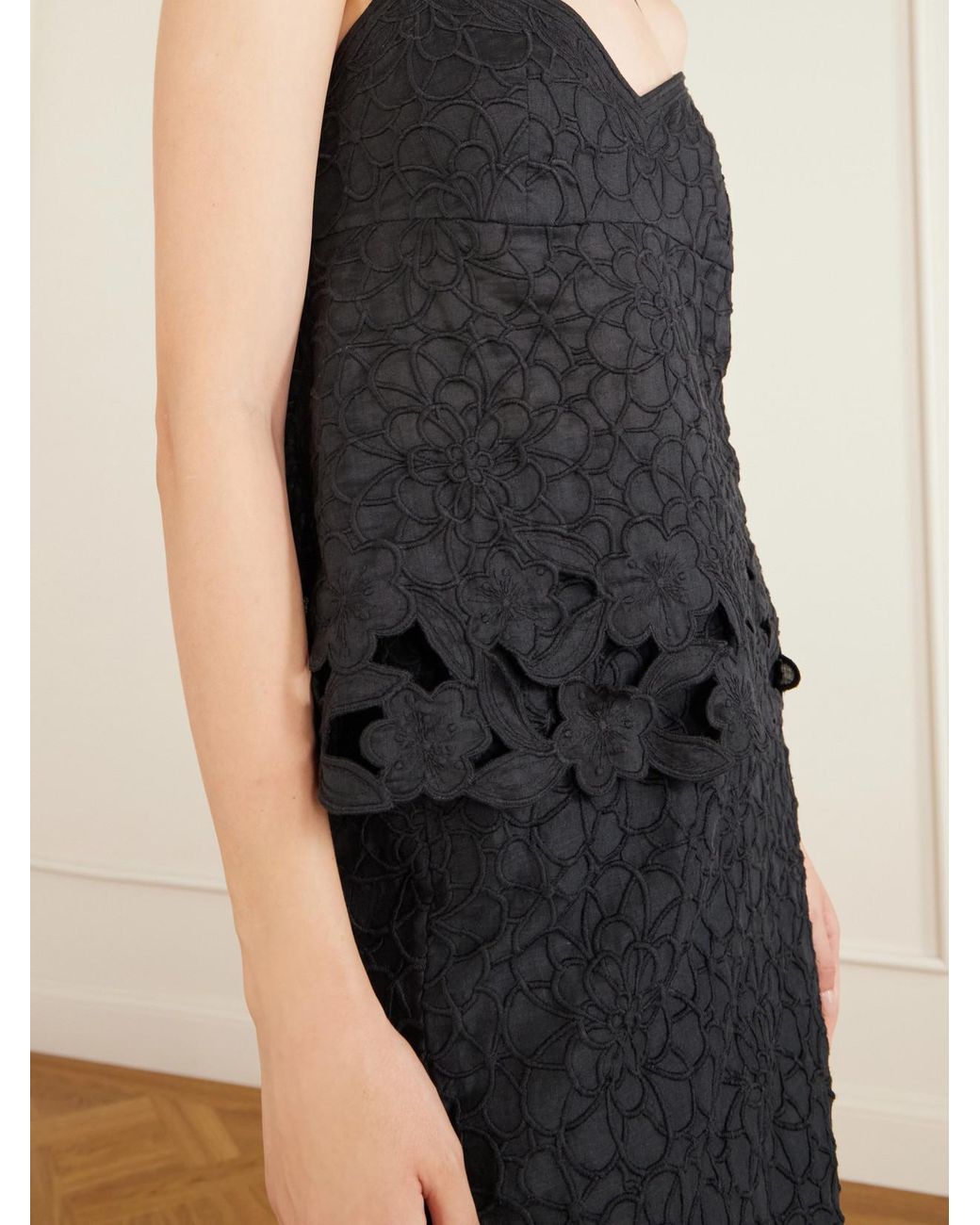 Isabel Marant Black Romeka Embroidered Ramie Tank