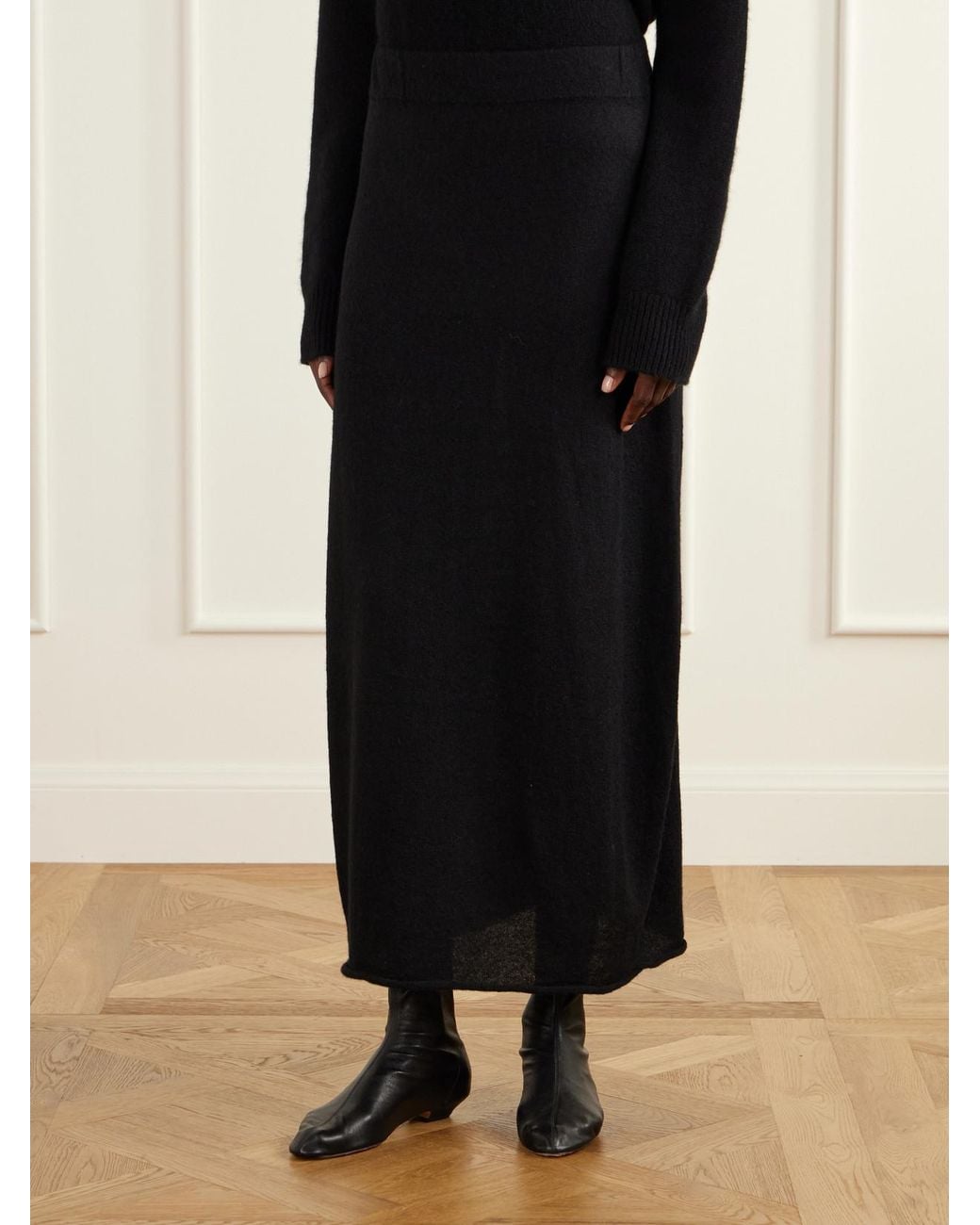 Lauren Manoogian Black Bottle Alpaca-Blend Midi Skirt