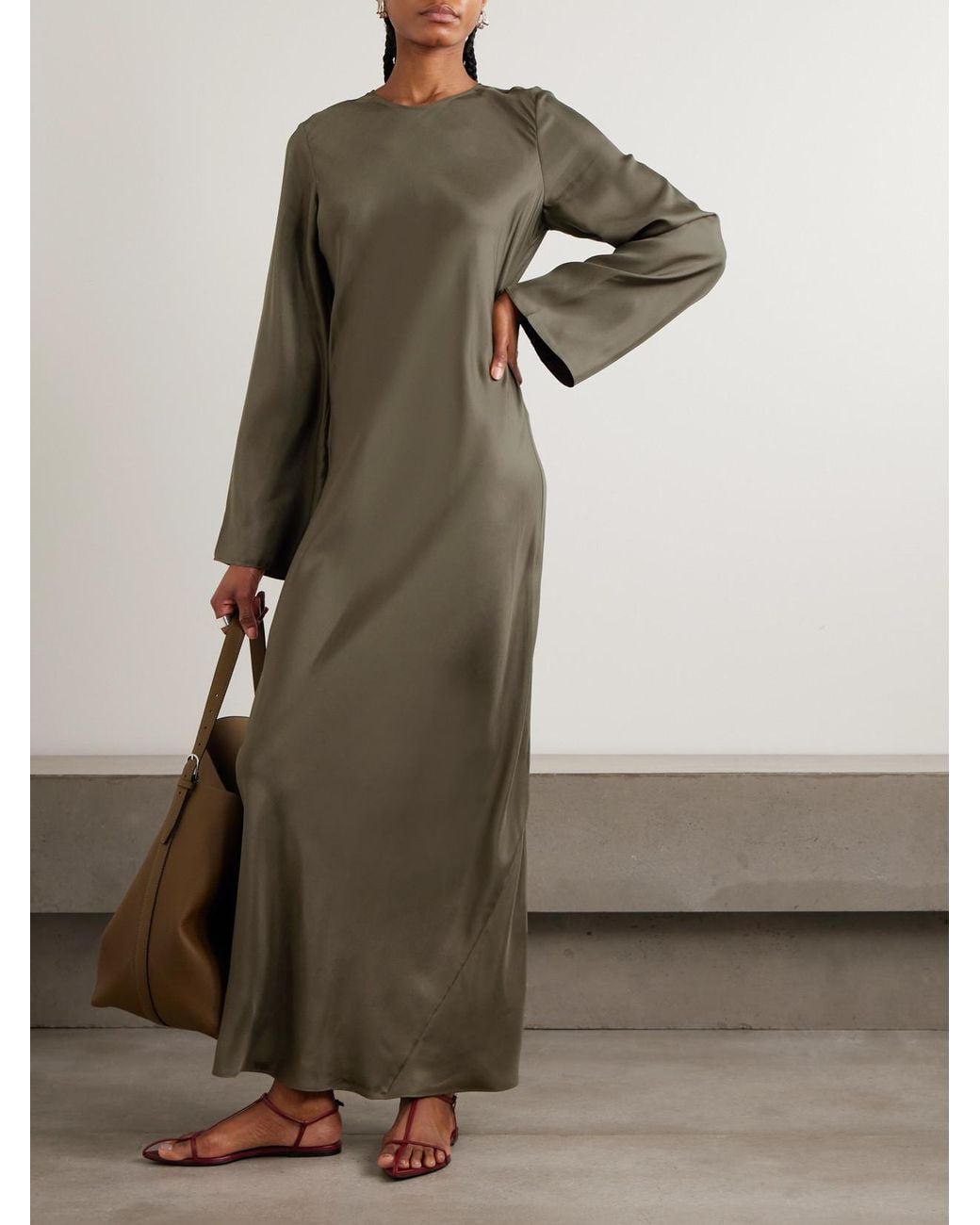 Rohe Silk-Twill Maxi Dress in Green | Lyst