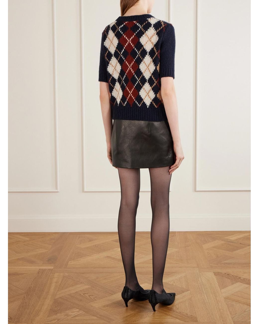 Khaite Blue Lisa Checked Embroidered Wool And Mohair-Blend Sweater