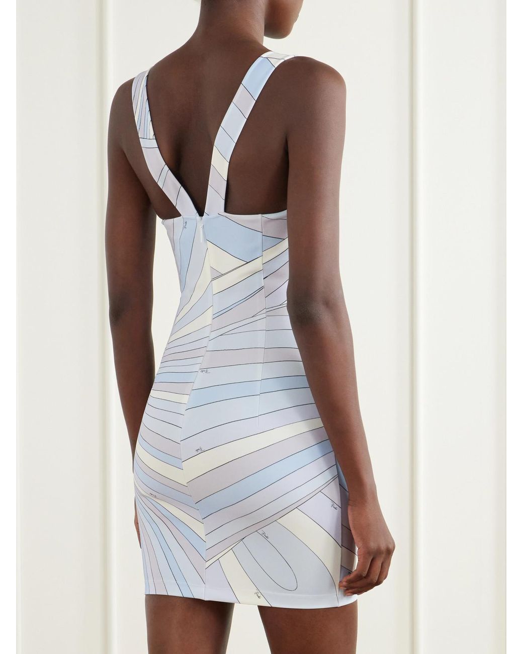 Emilio Pucci White Printed Stretch-Jersey Mini Dress