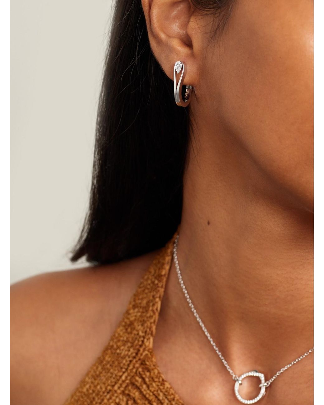 Repossi Metallic Serti Inversé 18-Karat Diamond Single Earring