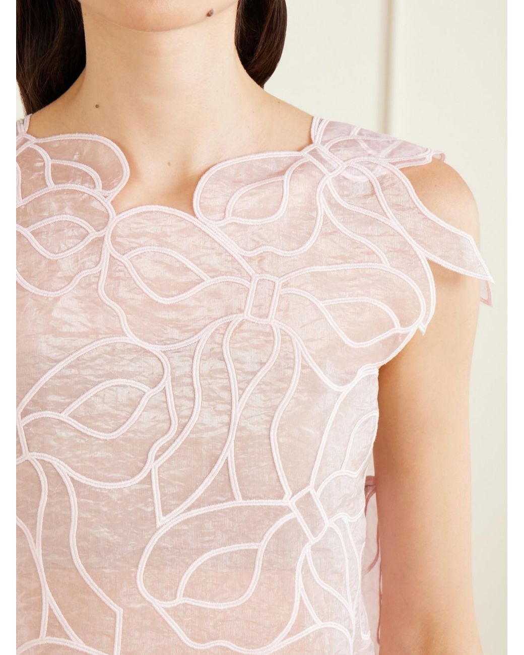 CECILIE BAHNSEN Pink Aya Embroidered Crinkled Organza Top