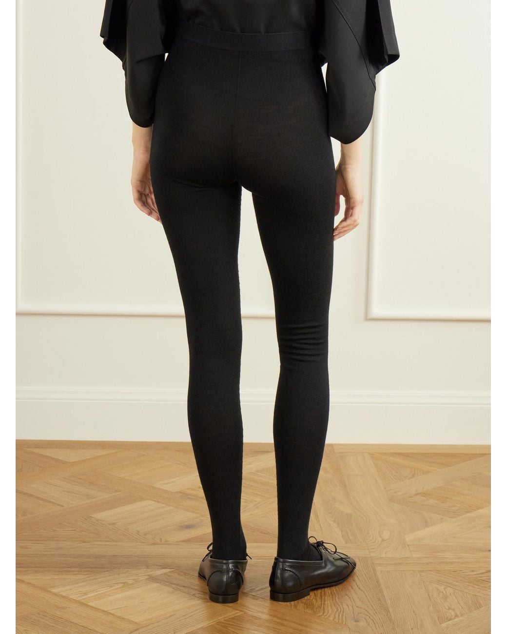 Bottega Veneta Blue Logo-Embroidered Knitted Wool Leggings