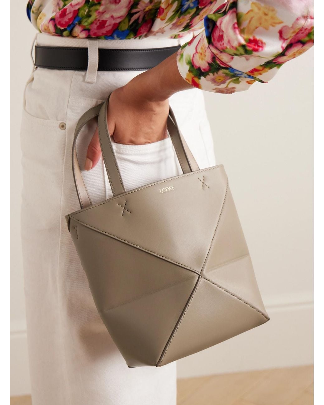 Loewe Natural Puzzle Fold Convertible Mini Leather Tote