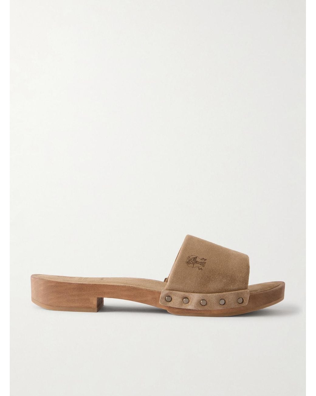Brunello Cucinelli White Suede Clogs