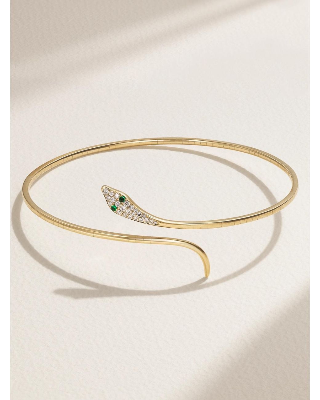 Diane Kordas Natural Snake 9-Karat, Emerald And Diamond Arm Cuff