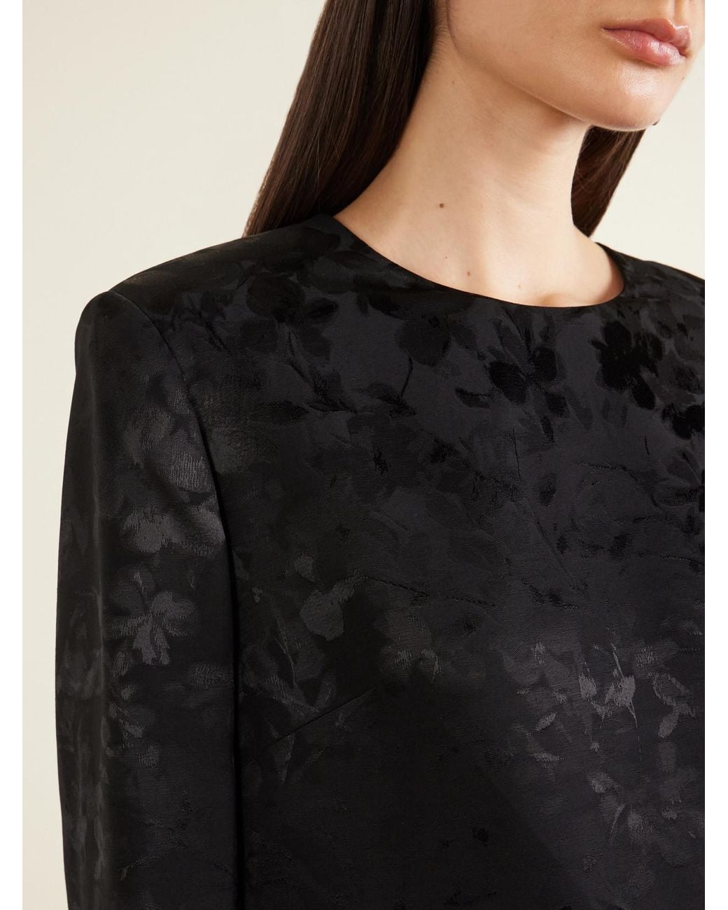 Veronica de Piante Black Carlota Floral-Jacquard Dress