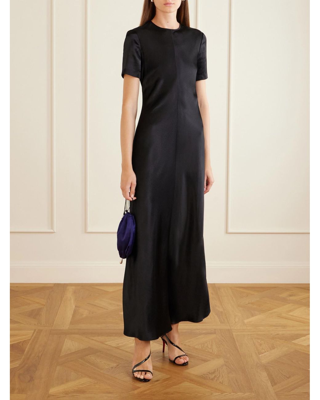 FFORME Black Akriti Satin-Crepe Maxi Dress