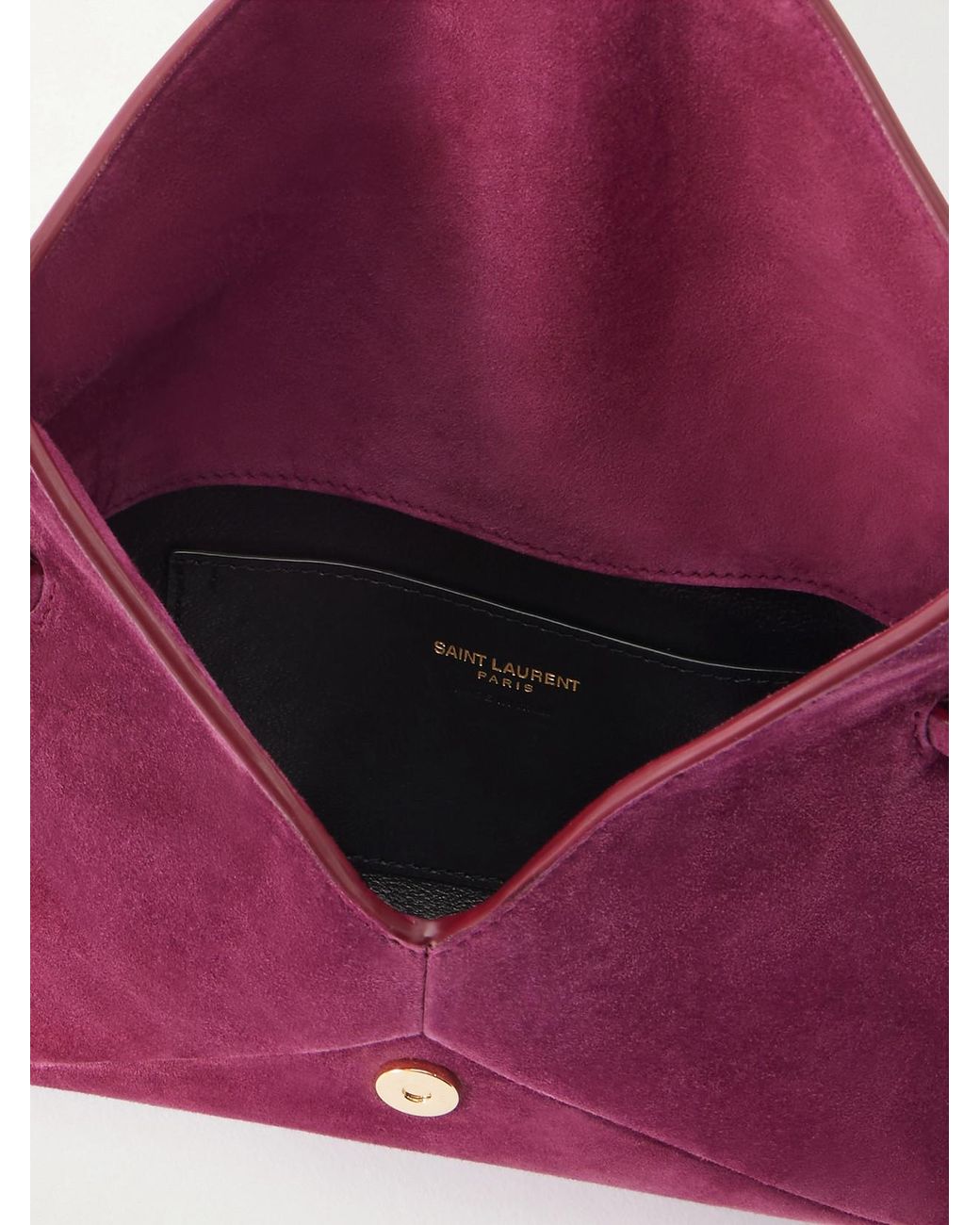 Saint Laurent Purple Cassandre Suede Shoulder Bag