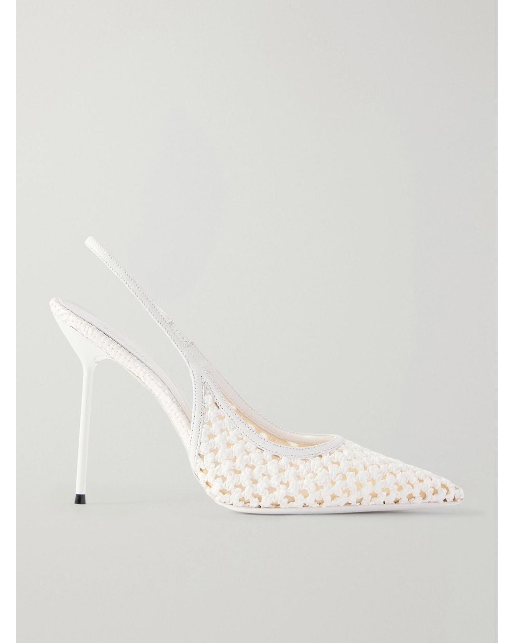 Paris Texas Natural Lidia 105 Leather-Trimmed Straw Slingback Pumps