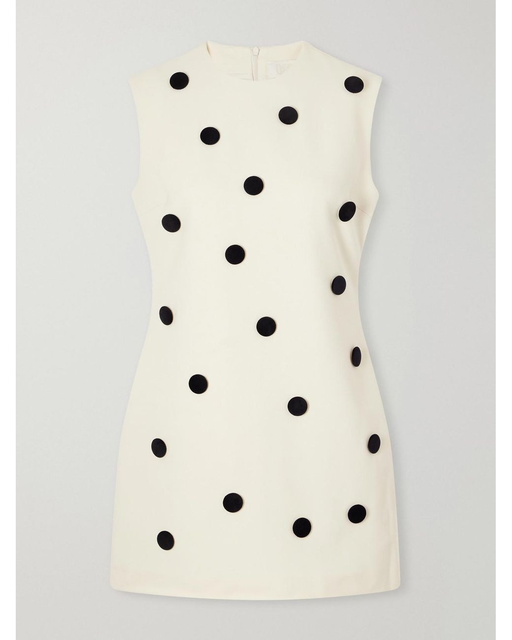 D'Estree Natural Carole Polka-Dot Crepe Mini Dress