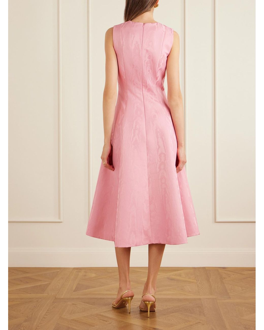 Emilia Wickstead Pink Mara Moire Midi Dress