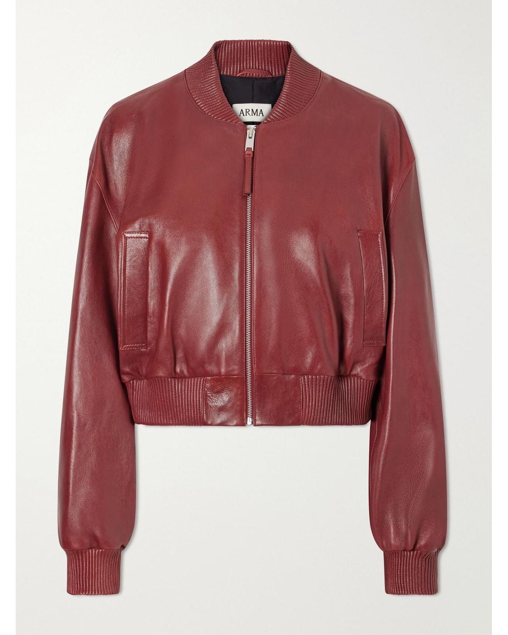 Arma Red Hannan Leather Bomber Jacket