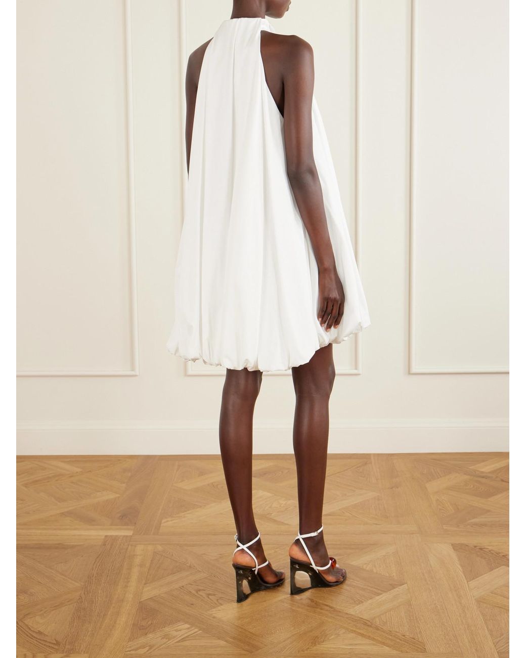 Alaïa White Halterneck Cotton-Poplin Balloon Mini Dress