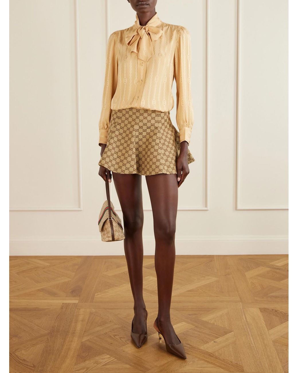 Gucci Natural Castello 60 Leather Pumps
