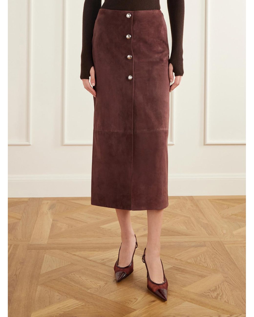 Altuzarra Purple Pinkard Paneled Suede Midi Skirt