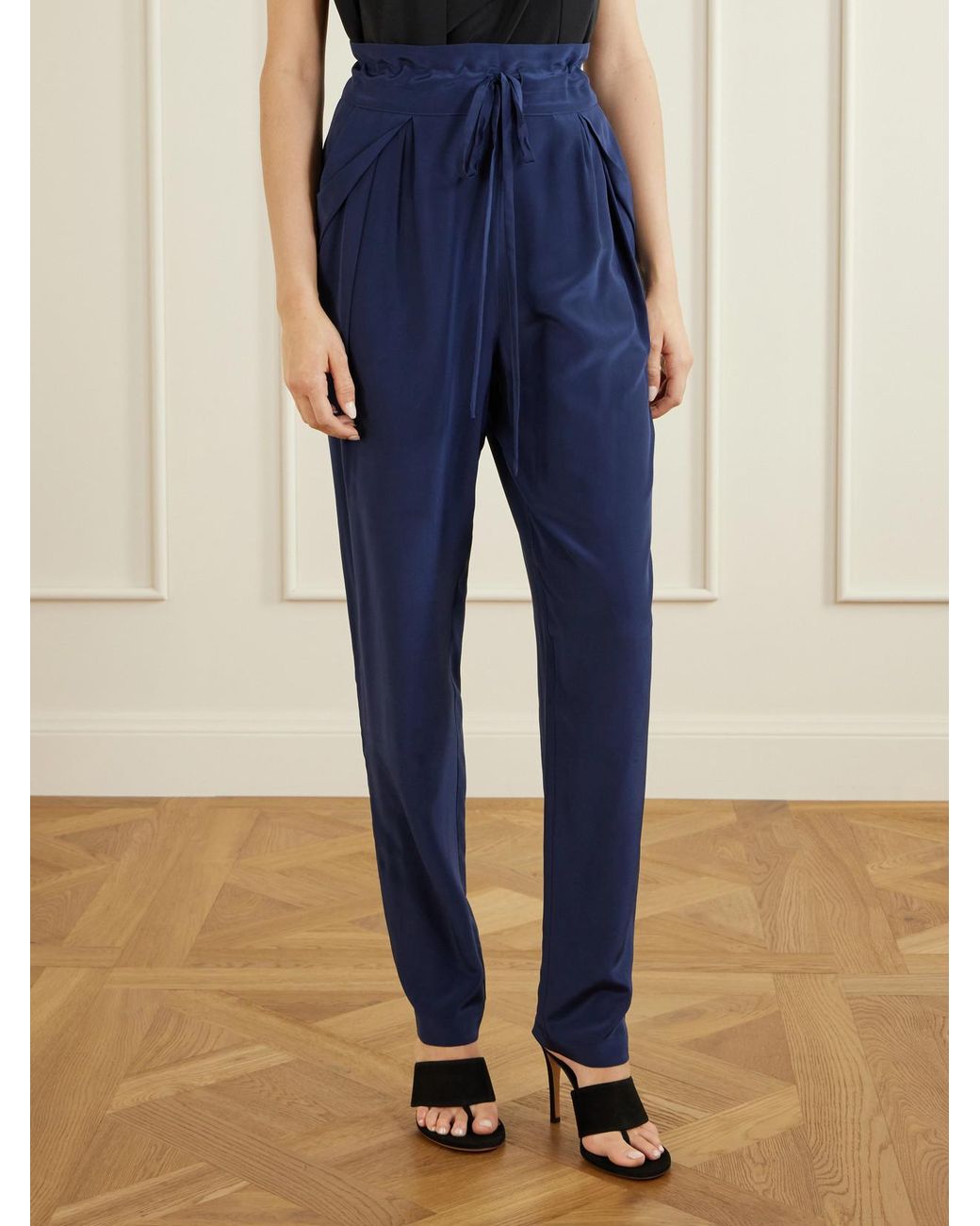 Sharon Wauchob Blue The Vardar Silk-Blend Straight-Leg Pants