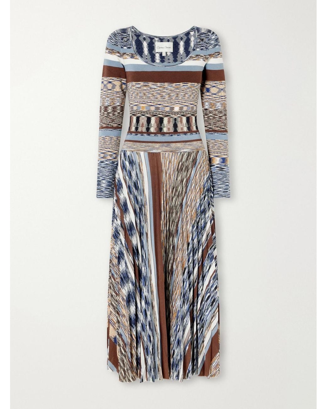 Cara Cara Multicolor Marlow Knitted Striped Jersey Midi Dress
