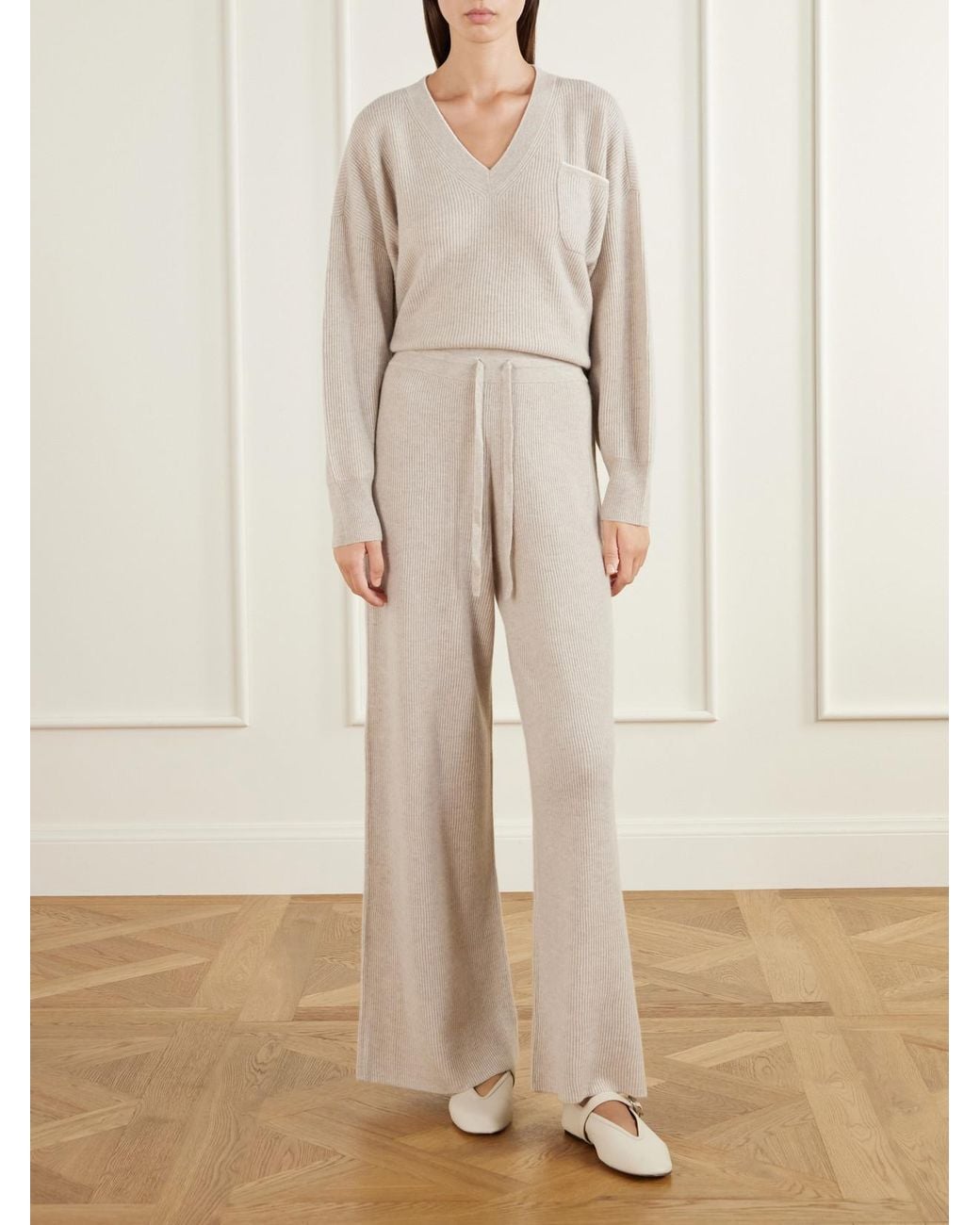 arch4 Natural Partridges Ribbed Cashmere Sweater And Pants Set