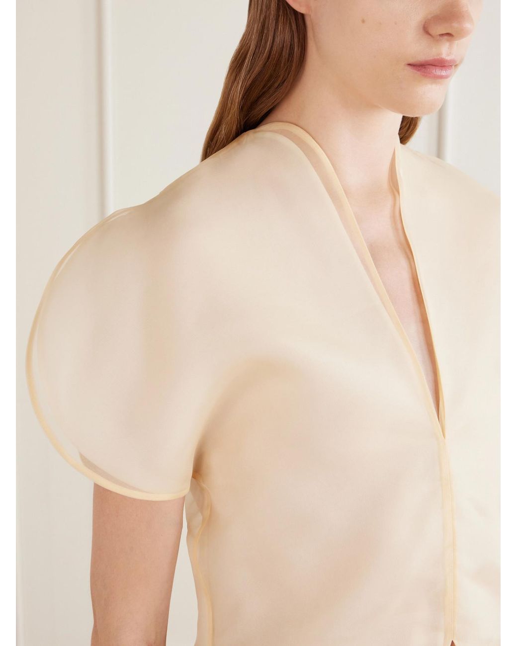Khaite Natural Briar Silk-Organza Blouse