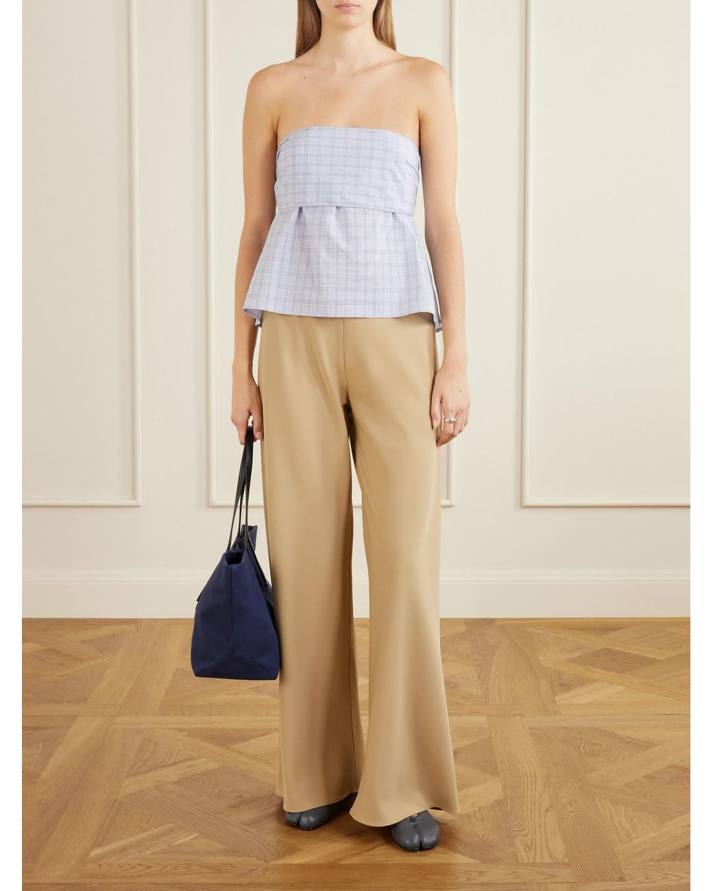 Deiji Studios White Flow Checked Organic Cotton Blouse