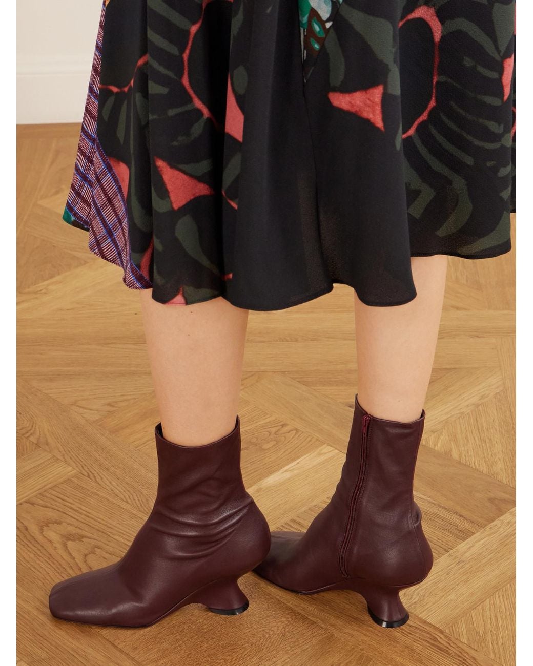 Dries Van Noten Brown Leather Wedge Ankle Boots