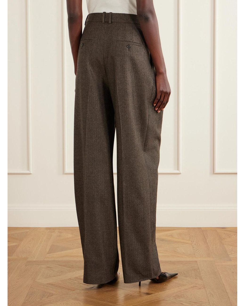 Saint Laurent Brown Straight-Leg Wool Pants