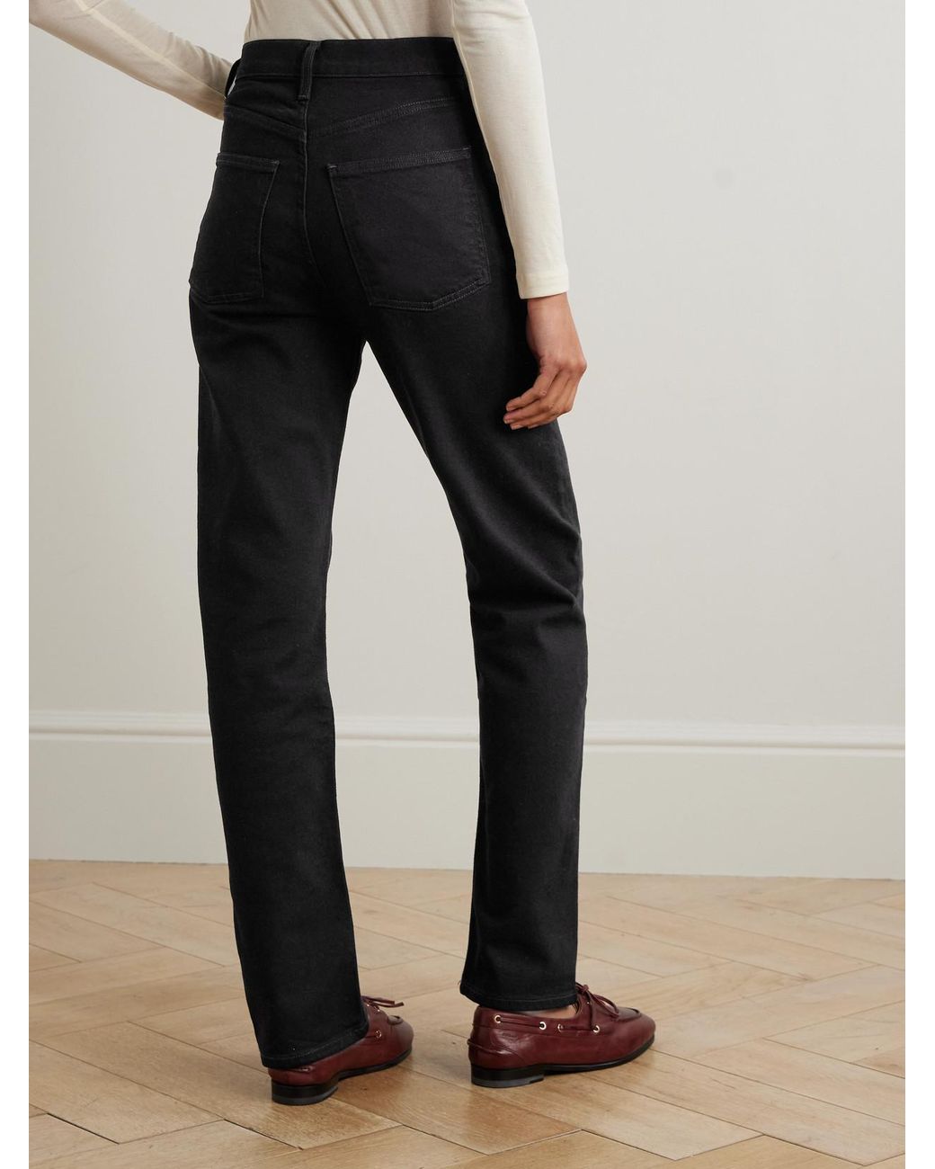 Agolde Black 90's Pinch Waist Long High-Rise Straight-Leg Jeans