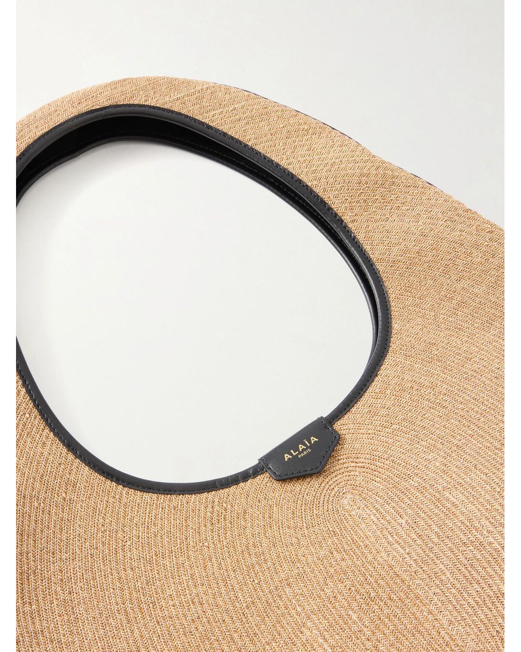 Alaïa Natural Leather-Trimmed Paper Straw Shoulder Bag