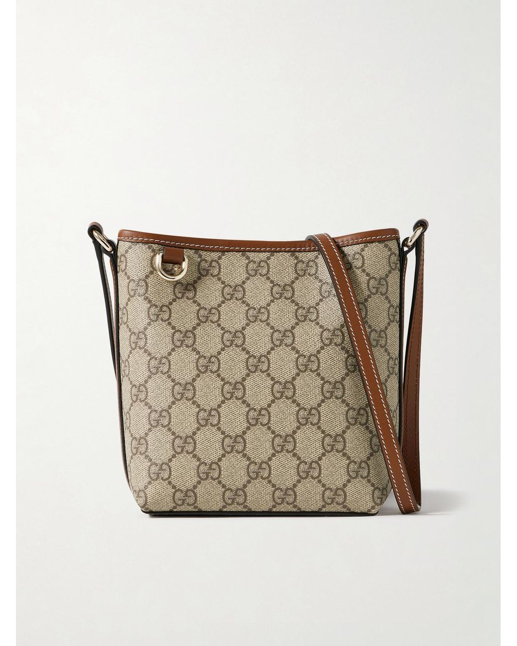 Gucci Metallic Gg Emblem Mini Leather-Trimmed Coated Canvas-Jacquard Shoulder Bag