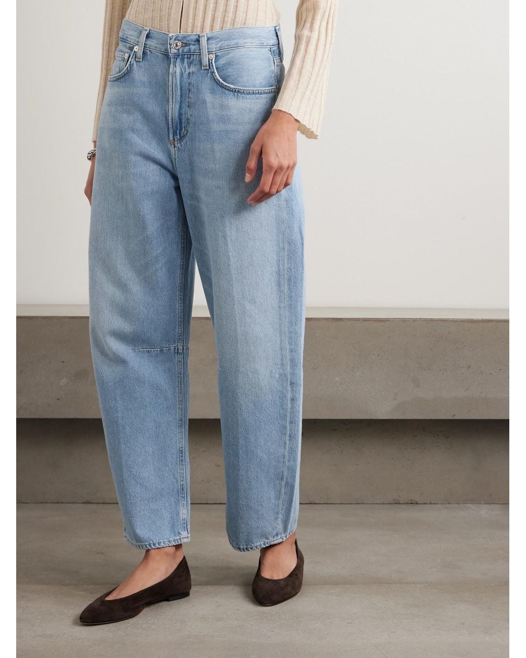 Citizens of Humanity Blue Miro Mid-Rise Barrel-Leg Jeans