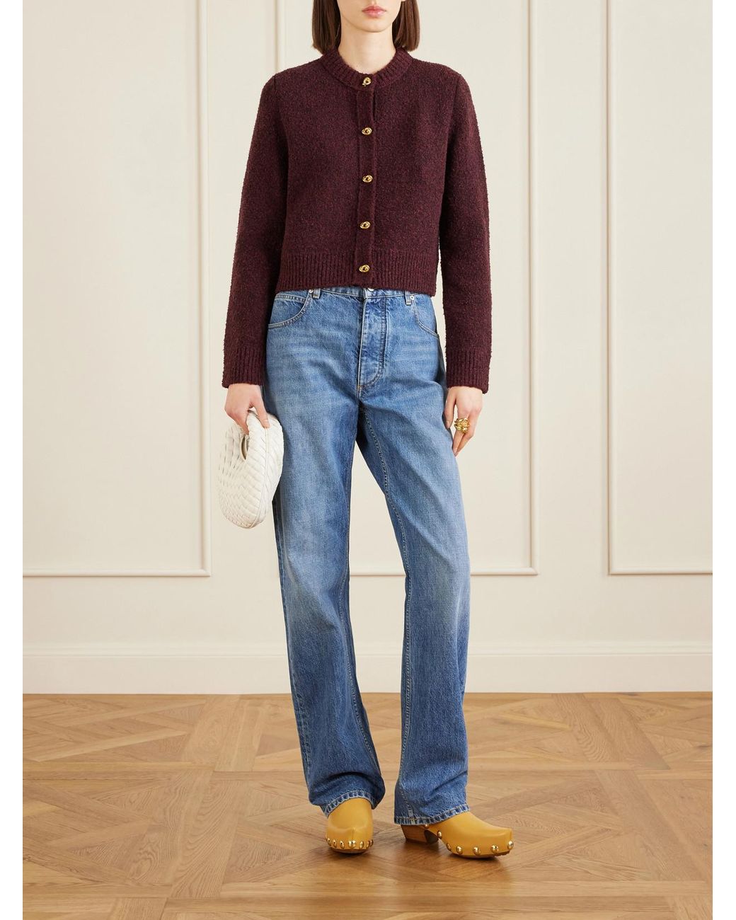 Bottega Veneta Natural Gondola Studded Leather Clogs