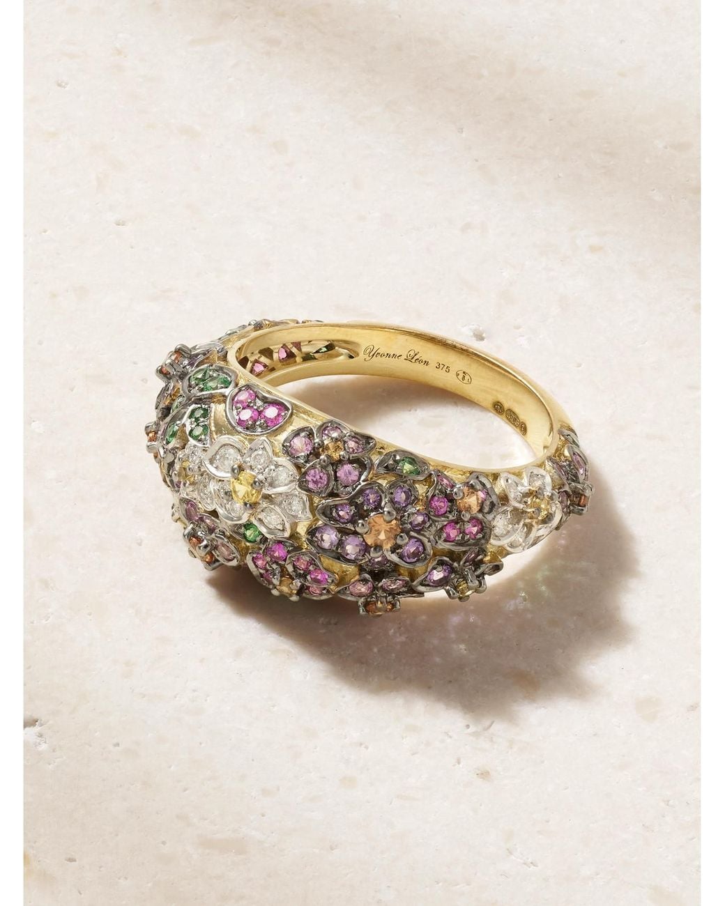 Yvonne Léon Natural Bague Dôme Mini 9-Karat And-Stones Ring