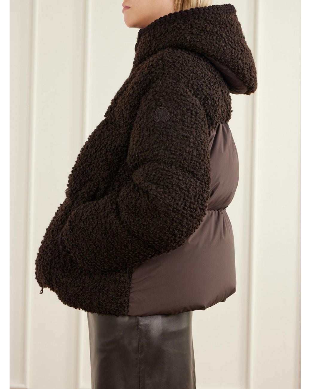 Moncler Black Cristallin Shell-Trimmed Bouclé Wool-Blend Jacket