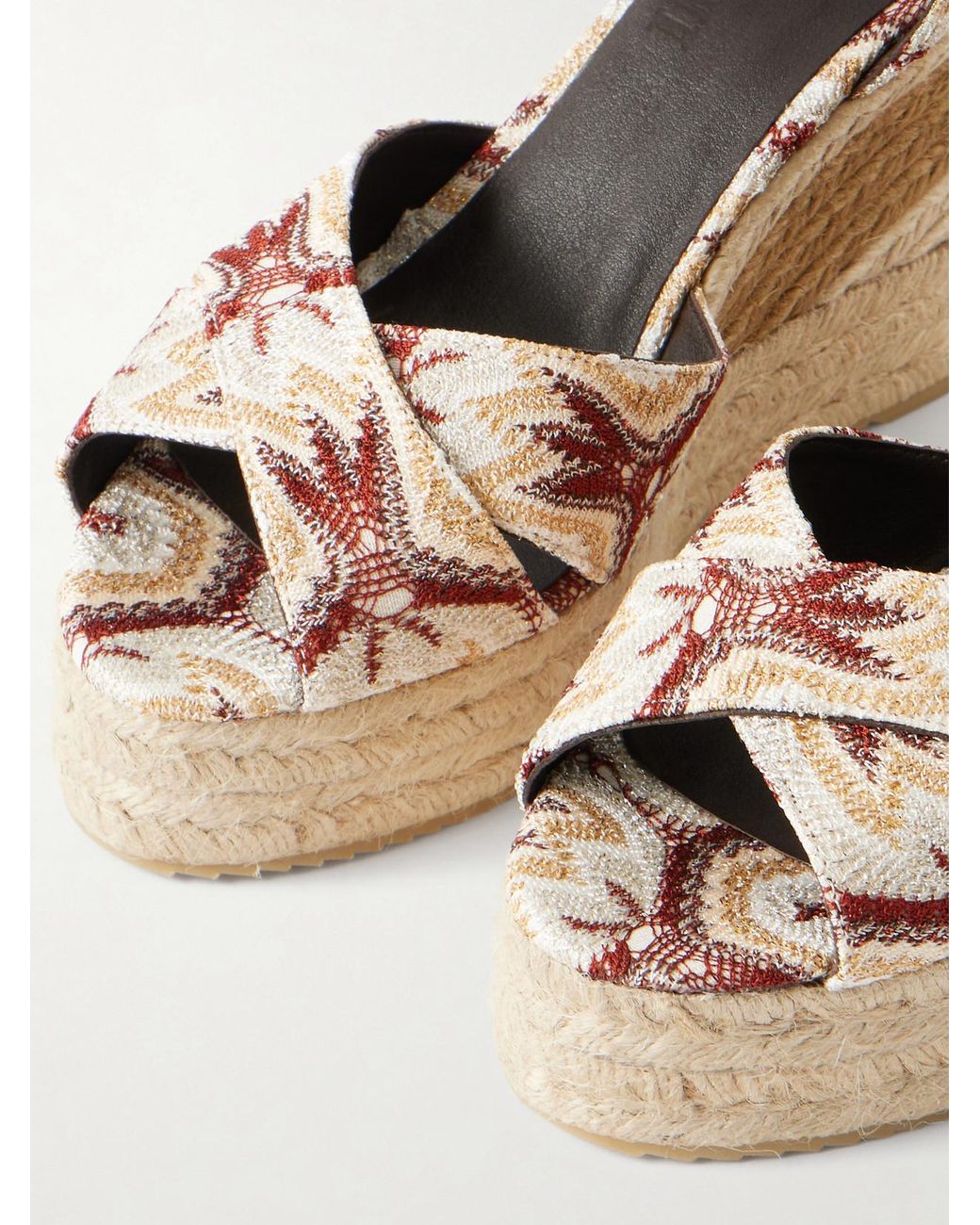Missoni Natural Carmen Striped Woven Wedge Sandals