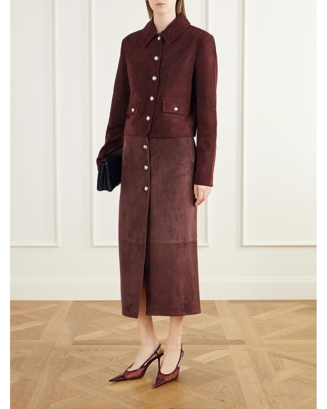 Altuzarra Purple Pinkard Paneled Suede Midi Skirt