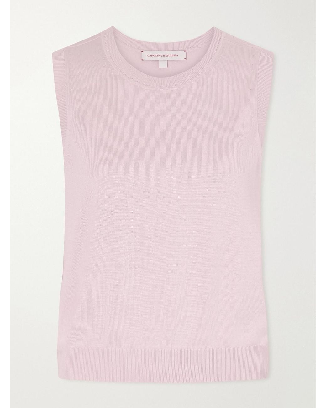Carolina Herrera Pink Ribbed Silk And Cotton-Blend Vest