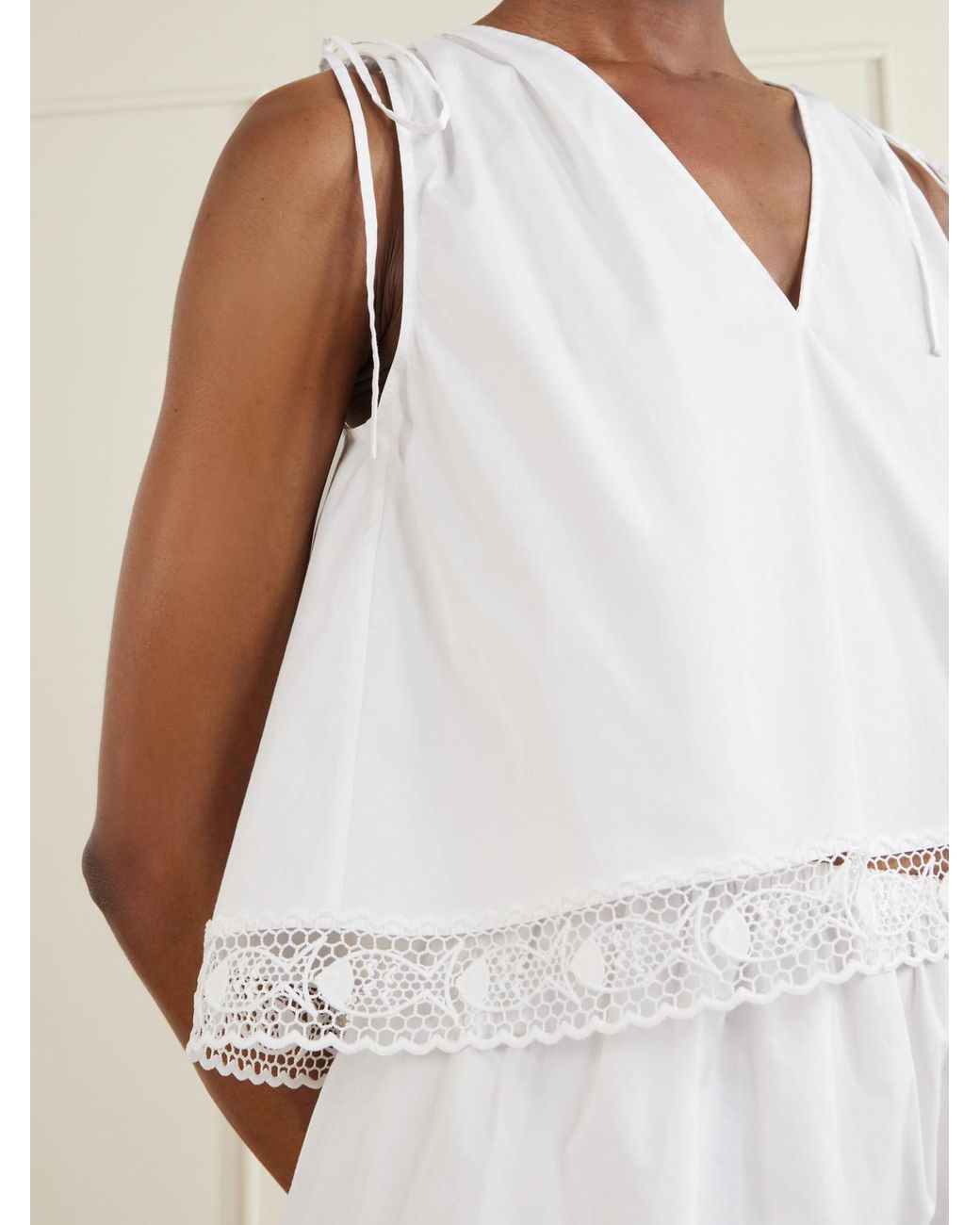 Staud White Da Adolfo Elena Cotton-Blend Tank